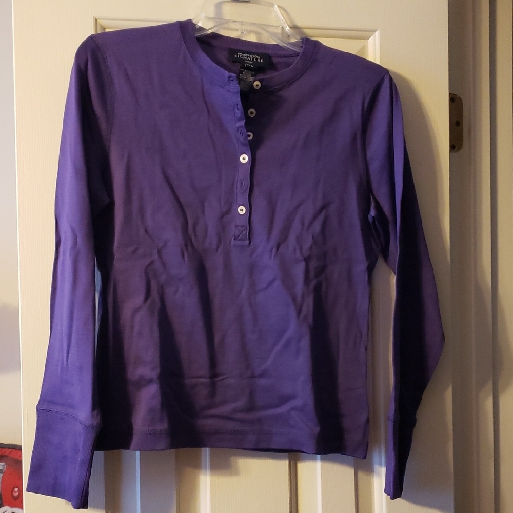 Jones New York Petite Purple Long Sleeve Top Size PS